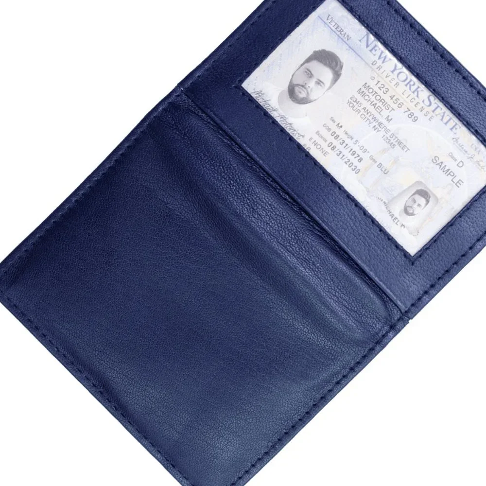 Genuine Leather Men Bifold Mini ID Holder Credit Card Case Organizer